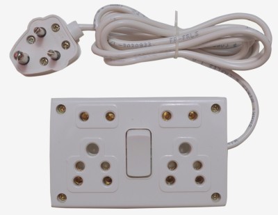 

RUHAILA 6 AMP2( 3 PIN )+2(2 PIN)SOCKET WITH 2 METER HEAVY WIRE WITH 6 AMP PLUG 4 Socket Surge Protector(White)