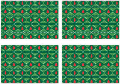 GIFTSMATE Rectangular Pack of 4 Table Placemat(Green, Cotton)