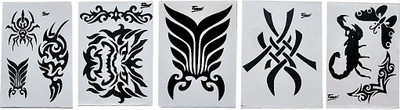 

One Point Collections Temporary Tattoo Black Tattoo Sticker Size 10.5x6CM -( Pack Of 5 )(Printed)