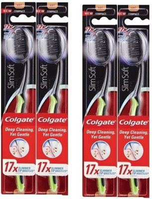 

Colgate 360 Charcoal Slimsoft Deep Cleaning, Yet Gentle + Charcoal Bristles Toothbrush pack of 4 Ultra Soft Toothbrush(Pack of 4)