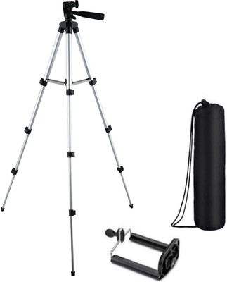 

lifemusic Tripod-3110 Adjustable Aluminum High Quality Lightweight Camera Stand With Three-Dimensional Head & Quick Release Plate For Nikon Canon Sony Cameras Camcorders Video Cameras, DSLR, Portable Tripod With Mobile Holder Clip Bracket Tripod(Silver & 