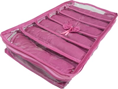 

KINDRED 6 Rods Satin Bangles Jewellery Vanity Box(Pink)