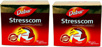Dabur Stresscom Ashwagandha 120 Caps (10 caps X 12 strips)(pack of 2)(240 No)