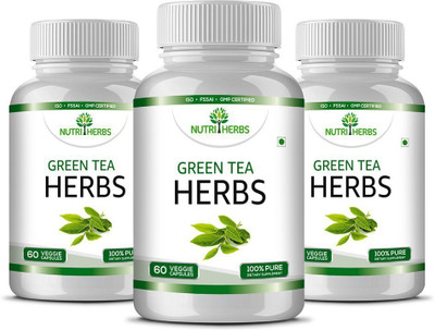 

Nutriherbs Green Tea Capsules For Weight Loss (Fat Burner) & Antioxidant With 50% Polyphenols(180 No)