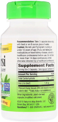 

Nature's Way Nature's Way, Uva Ursi, Leaves, 480 mg, 100 Vegetarian Capsules(100 mg)