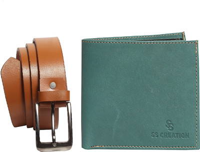 

SS CREATION Wallet, Belt Combo(Green, Brown)