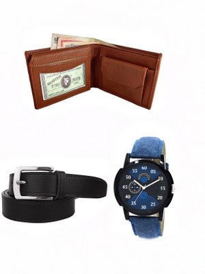 

Zulfi Wallet, Belt, Chronograph Watch Combo(Tan, Black, Blue)