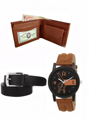 

Zulfi Wallet, Chronograph Watch, Belt Combo(Tan, Black, Brown)