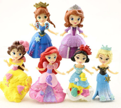 

imodish Princesses Set Of 6 Elsa, Frozen, Ariel, Sofia, Snow White, Belle 6-9 Cms. Action Figure(Multicolor)