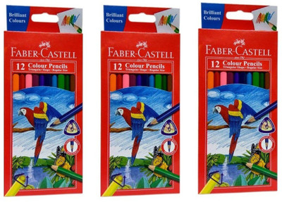 

Faber-Castell 12 Colour Pencils Triangular Shape Regular Size pack of 3