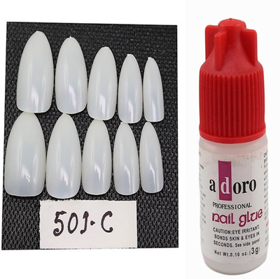 

Ear Lobe & Accessories 10 Pcs Personal/Professional Reusable False French Nails Almond Shaped With Glue(501C) 1(Pack of 10)
