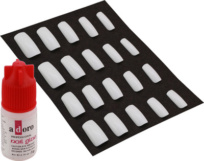 

Ear Lobe & Accessories 20Pcs Reasable Nails With Glue (501-B) White(Pack of 20)