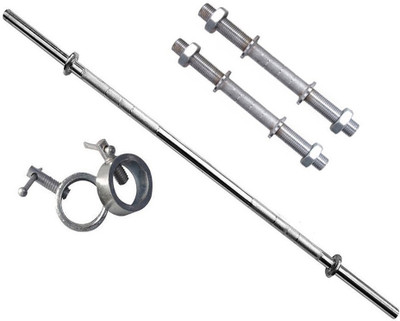 

Faiydashop "3"ft Straight Bar With "2" Steel Locks And Steel Dumbbell Rod Set Weight Lifting Bar(Black, Silver)