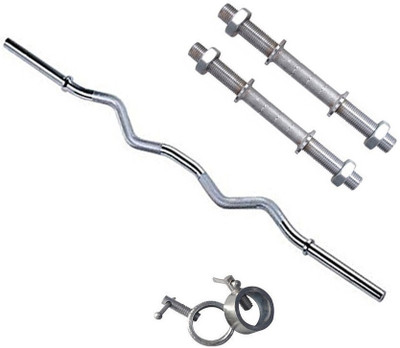 

Faiydashop "3" ft Curl Bar with "2"Locks and Dumbbell Steel Rod Weight Lifting Bar(Silver)