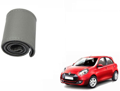 CARIZO Hand Stiched Steering Cover For Renault Pulse(Grey, Leatherite)