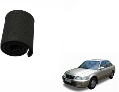 CARIZO Hand Stiched Steering Cover For Honda City(Black, Leatherite)