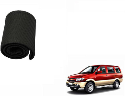 CARIZO Hand Stiched Steering Cover For Chevrolet Tavera(Black, Leatherite)