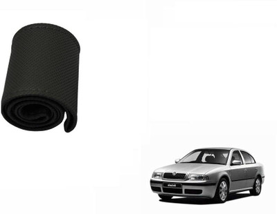 CARIZO Hand Stiched Steering Cover For Skoda Octavia(Black, Leatherite)