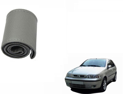 CARIZO Hand Stiched Steering Cover For Fiat Palio(Grey, Leatherite)