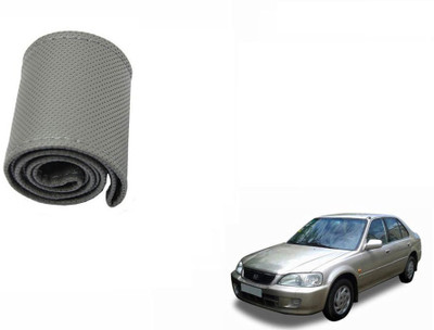 CARIZO Hand Stiched Steering Cover For Honda City(Grey, Leatherite)
