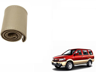 CARIZO Hand Stiched Steering Cover For Chevrolet Tavera(Beige, Leatherite)