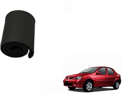 CARIZO Hand Stiched Steering Cover For Mahindra Logan(Black, Leatherite)