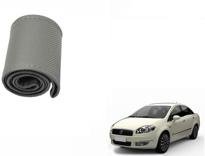 CARIZO Hand Stiched Steering Cover For Fiat Linea(Grey, Leatherite)