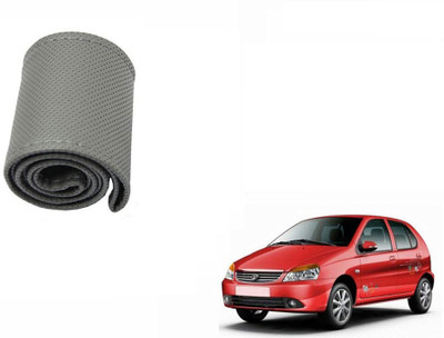 CARIZO Hand Stiched Steering Cover For Tata Indica Vista(Grey, Leatherite)