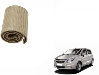 CARIZO Hand Stiched Steering Cover For Chevrolet Sail UVA(Beige, Leatherite)