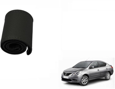 CARIZO Hand Stiched Steering Cover For Nissan Sunny(Black, Leatherite)