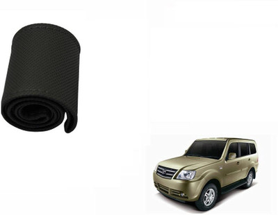 CARIZO Hand Stiched Steering Cover For Tata Sumo Grande(Black, Leatherite)