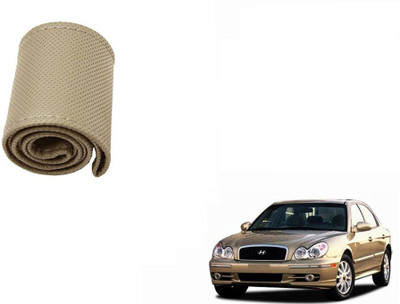CARIZO Hand Stiched Steering Cover For Hyundai Sonata Fluidic(Beige, Leatherite)