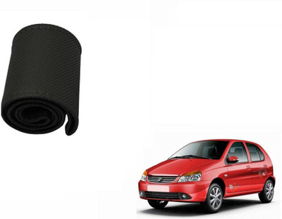 CARIZO Hand Stiched Steering Cover For Tata Indica Vista(Black, Leatherite)