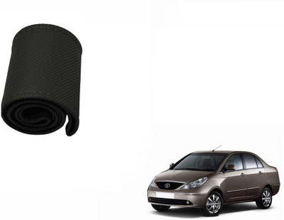 CARIZO Hand Stiched Steering Cover For Tata Indigo(Black, Leatherite)