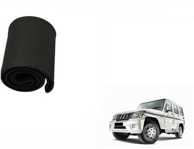 CARIZO Hand Stiched Steering Cover For Mahindra Bolero(Black, Leatherite)
