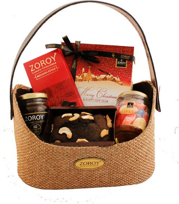 

Zoroy Luxury Chocolate Christmas Finesse hamper of chocolates, plum cake, jelly and honey Fudges, Bars(1000 g)
