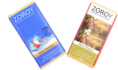 

Zoroy Luxury Chocolate Christmas Gift Hazelnut and Dark Belgian Chocolate 2 Bar Set Bars(200 g)