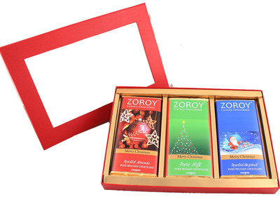 

Zoroy Luxury Chocolate Christmas Gift Almond Milk Hazelnut Belgian Chocolate 3 Bar Set Bars(300 g)