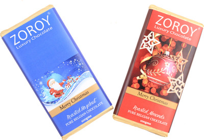 

Zoroy Luxury Chocolate Christmas Gift Almond and Hazelnut Belgian Chocolate 2 Bar Set Bars(200 g)