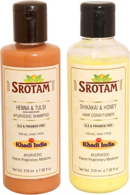 

Srotam Heena & Tulsi Shampoo SLS-Paraben Free And Shikakai & Honey Conditioner Sls-paraben Free (Set Of 1 Bottle Each)(Set of 2)