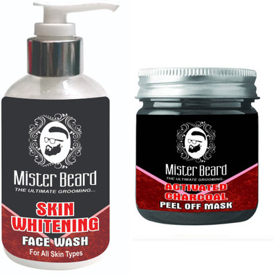 

Mister Beard SKIN WHITENING FACEWASH WITH ACTIVATED CHARCOAL PEEL OFF MASK(Set of 2)