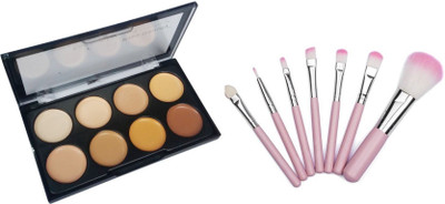 

Aaxyone 9727 Concealor Highlighter & Hllo Kty 7Pcs Makeup Brush(Set of 8)