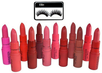 ellie Eyelashes & Giambattista Valli Matte Finish Multi Color Lipstick Set of 12(Set of 13)