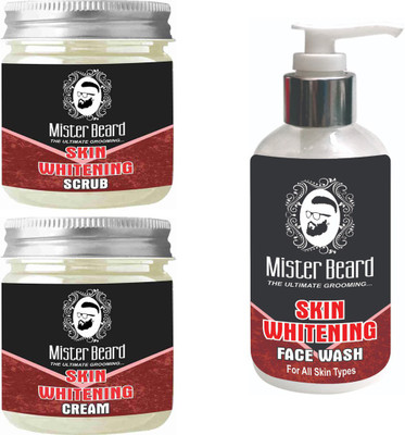 

Mister Beard SKIN WHITENING FACEWASH WITH SKIN WHITENING CREAM AND SCRUB(Set of 3)