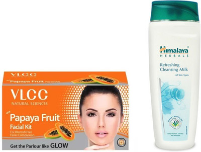 Himalaya Refreshing Cleansing Milk, Papaya Fruit Facial Kit(Set of 2)