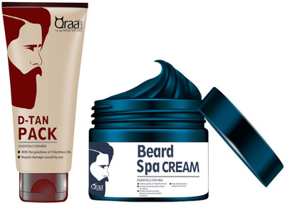 Qraa De tan Pack 120gm + Beard Spa cream 100gm(Set of 2)