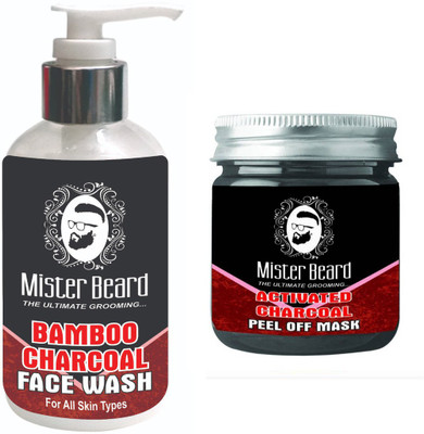 

Mister Beard BAMBOO CHARCOAL FACEWASH WITH ACTIVATED CHARCOAL PEEL OFF MASK(Set of 2)