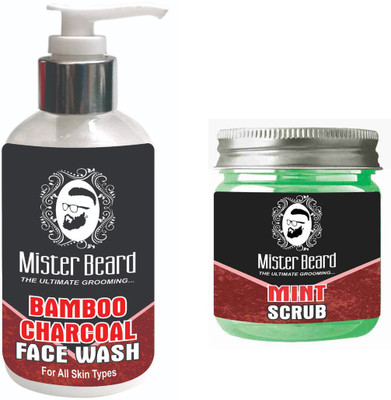 

Mister Beard BAMBOO CHARCOAL FACE WASH WITH MINT SCRUB(Set of 2)