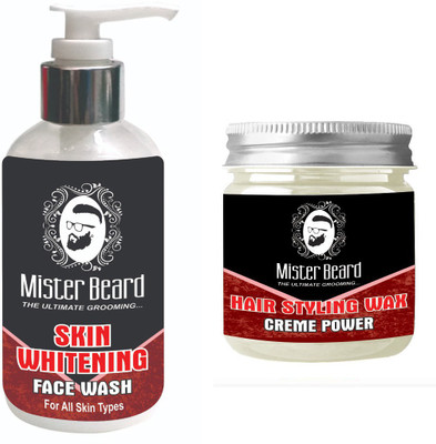 

Mister Beard SKIN WHITENING FACEWASH WITH HAIR WAX CRÈME POWER(Set of 2)