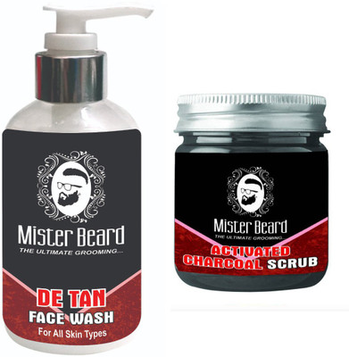 

Mister Beard DE TAN FACEWASH WITH ACTIVATED CHARCOAL SCRUB(Set of 2)